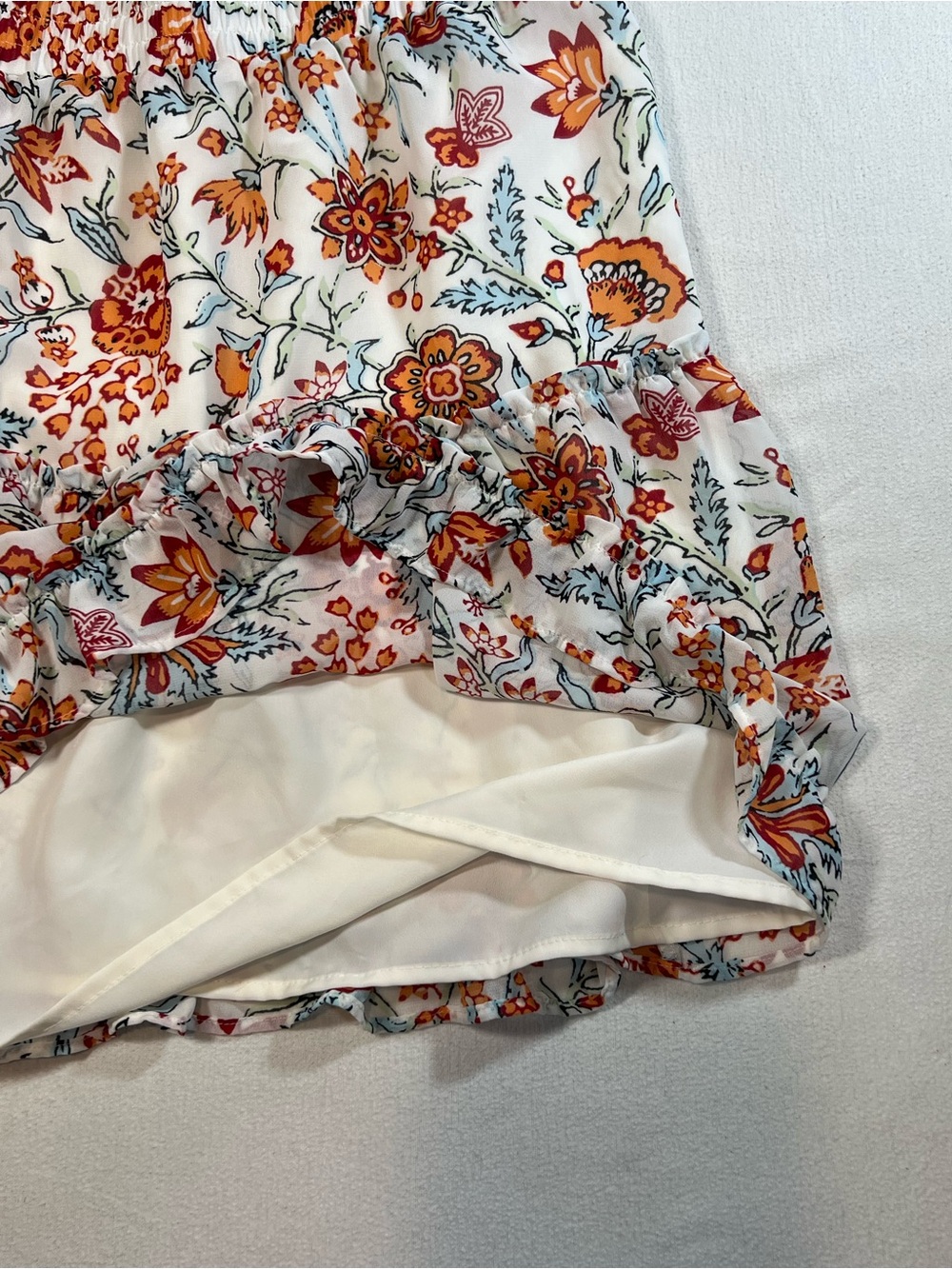 LOFT White Skirt with Orange Floral Print - Picture 6 of 7